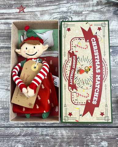 Christmas Elf Baby Boy in North Pole Matchbox
